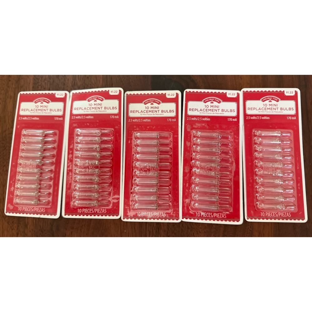 Holiday Time 2.5 V Mini 10 Ct Replacement Clear Bulbs 2.5volt 170ma Lot of 5 NEW